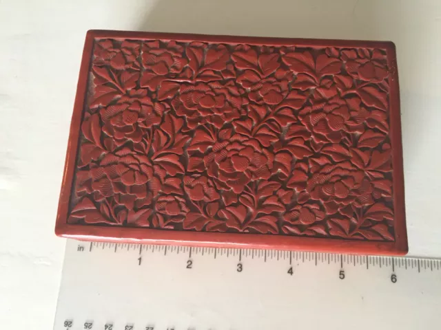 LATE QING - Chinese Carved Cinnabar Red Lacquer Storage Trinket Box