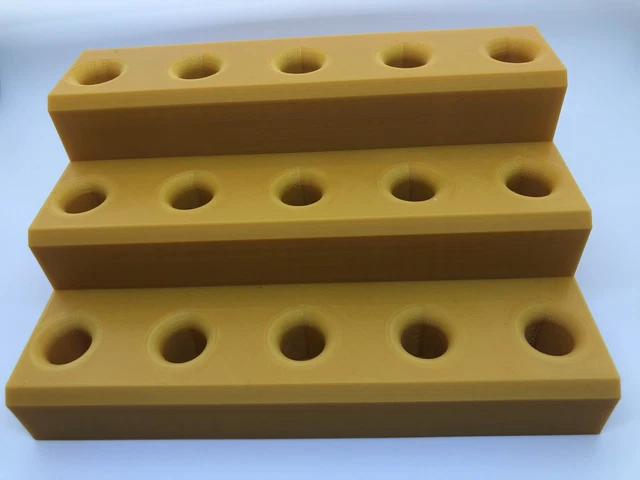 15 hole 14 mm dab banger bowl stand rack printed in yellow PLA