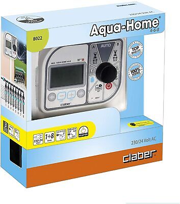 Claber 8022 Aqua - Home 4-6-8 Centralina Programmatore Irrigazione 230V Ac Incl.