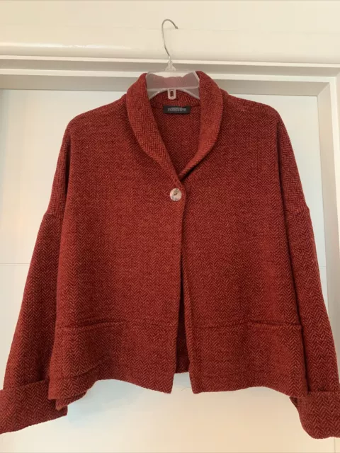 Elemente Clemente Wool Blend Herringbone One Button Jacket Orange-EG XL
