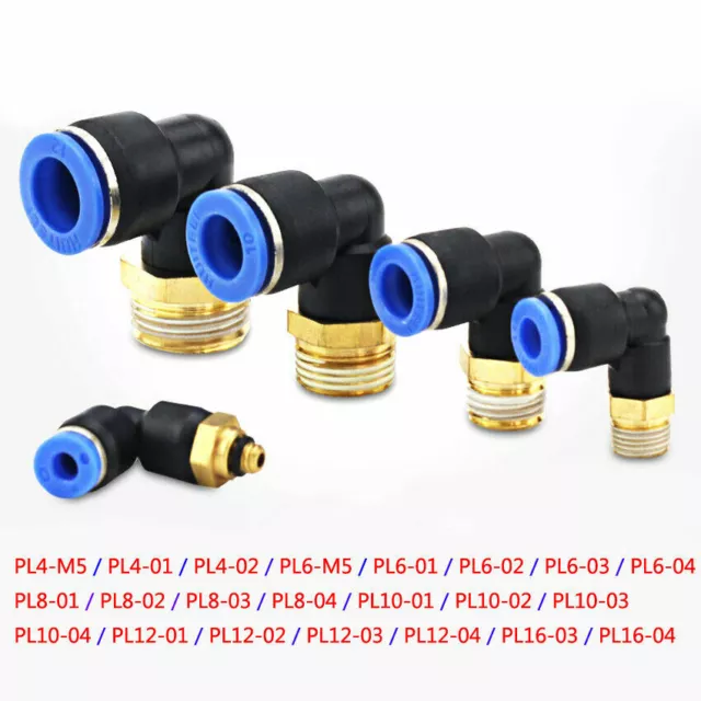PL Pneumatic Male Thread Air Water Push in Swivel Elbow Fitting Connecter Tube