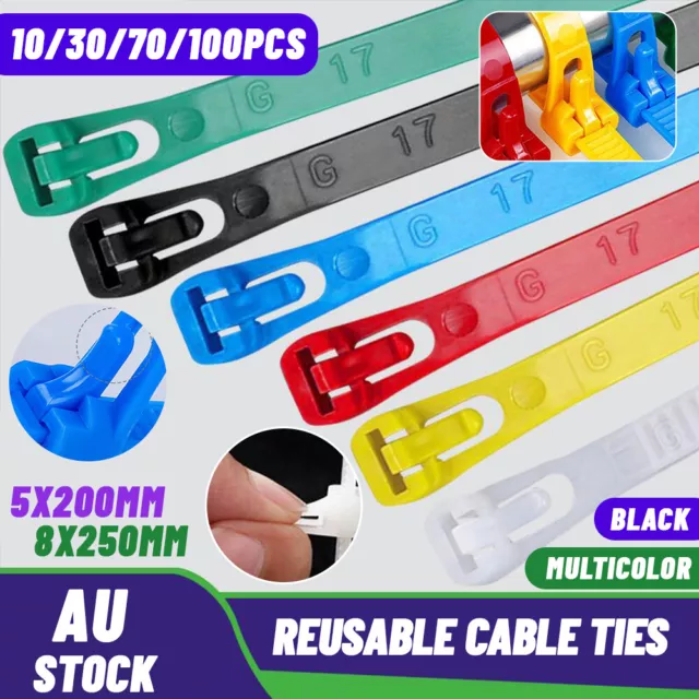 Cable Zip Ties Nylon Plastic Heavy Duty Releasable Reusable Wrap Wire Removable