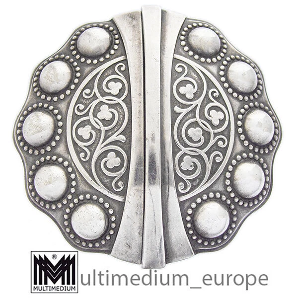 Jugendstil WMF Gürtelschnalle Gürtelschließe Metall versilbert buckle