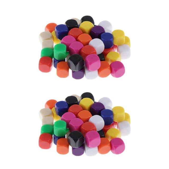 100 Pack Plastic Opaque Blank D6 Dice 16mm For DND Math Teaching Party Game