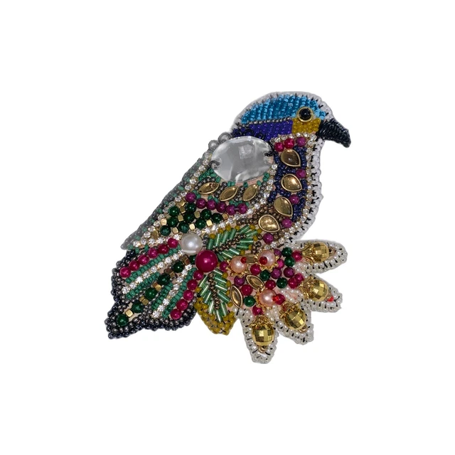 Beautiful Colorful Tropical Bird brooch Handmade Beaded Summer pin gift Seed Beautiful Colorful Tropical Bird brooch Handmade Beaded Summer pin gift Seed
