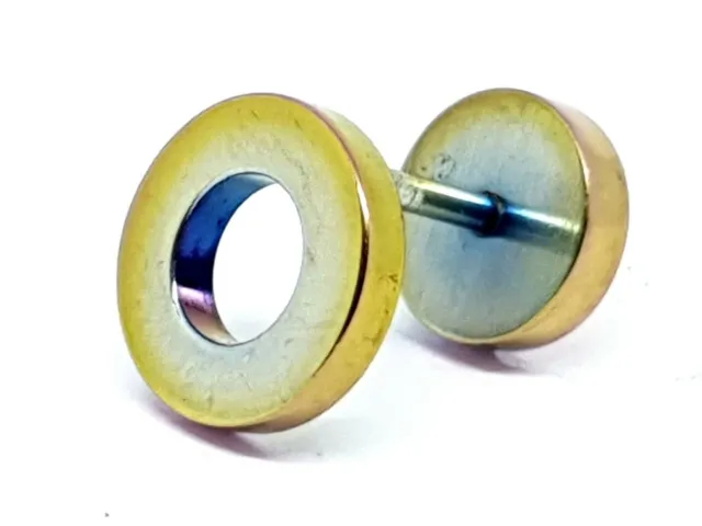 Fake Ear Tunnel Ear Stretcher 14g (1.6mm) Cheater Stud Rainbow Disc Plug 10 mm 2