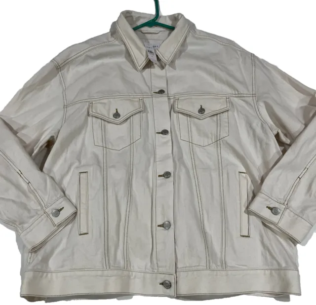 NWT LOFT Off white denim jacket XL Cropped Jacket