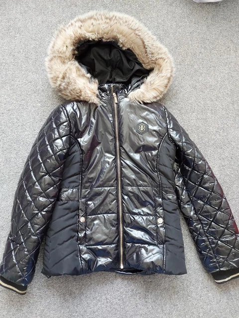 Girls Shiny Black Padded, Hooded Coat/Jacket,  River Island,  9-10 Yrs