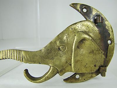 Elephant Moon Old Figural Hanger Hook Bracket swivel pivot brass bronze hardware 2
