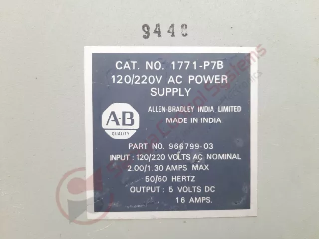 Allen Bradley 1771-P7B 966799-03 120/220V Ac Power Supply 3