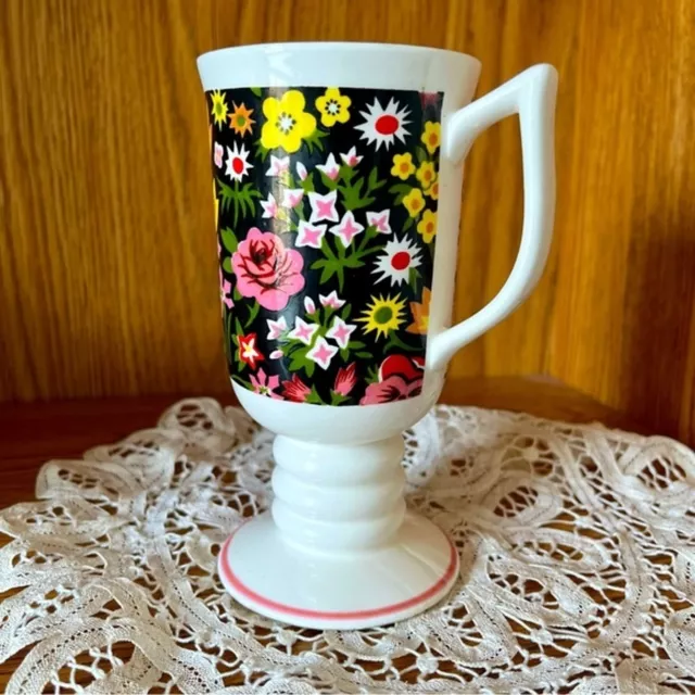 Vintage Pedestal Mug Mod Floral Japan Napco Ware 1960s