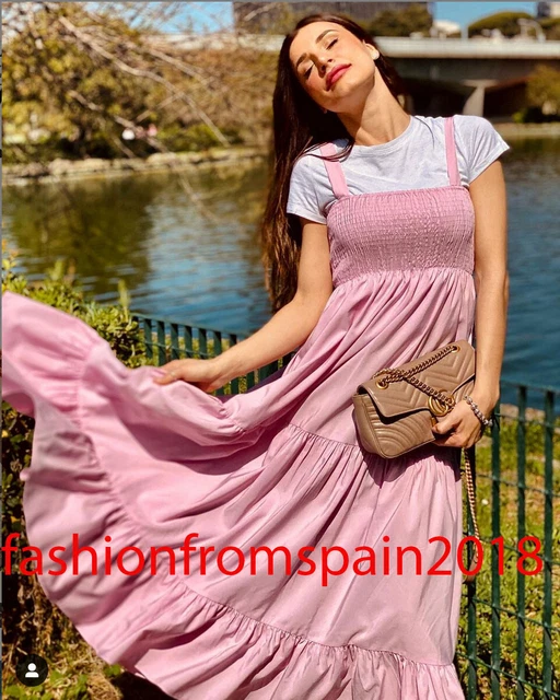 ZARA NEW WOMAN Poplin Midi Dress Ruffled Strappy Smocked Pink Xs-Xxl  0881/112 $57.88 - PicClick