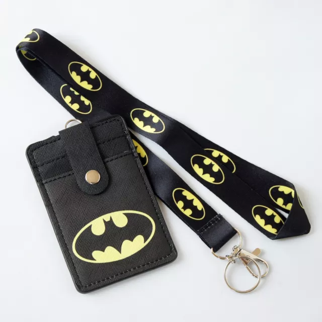 Batman Faux Leather Card Slot ID Badge Holder with 18 inch Lanyard
