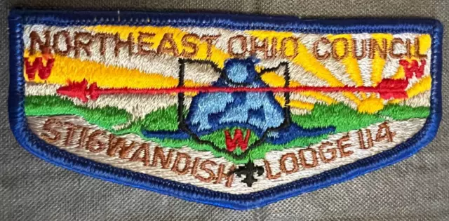 OA Stigwandish Lodge 114 flap s11b - blue border - blue lockstitch - radial sky