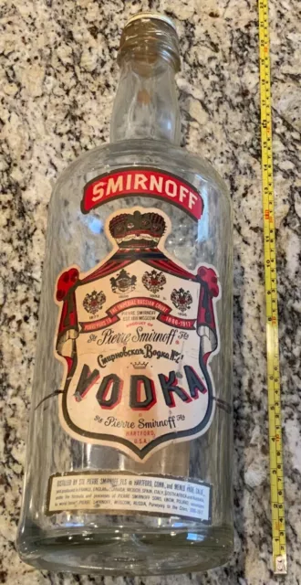 Vintage Large Smirnoff Vodka Glass 18” Bottle 1 Gallon Bar Advertising Man Cave