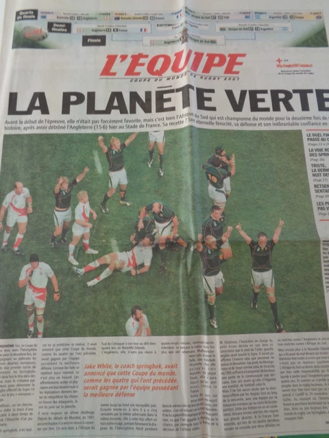 Journal L'Equipe – 26/10/2003 – Coupe Du Monde Rugby – Édition Originale