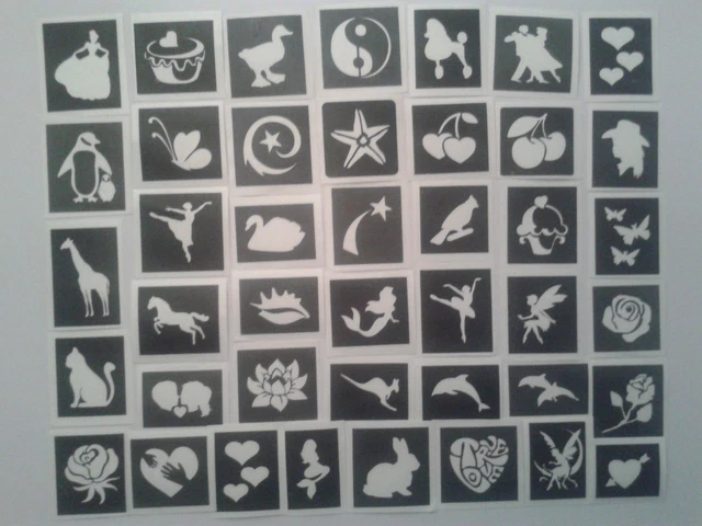 10 - 400 mini small boys themed stencils for glitter tattoos / airbrush /