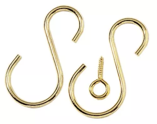 HoldAll Ceiling Extender "S" Hooks 2-Pack Plant Hanger Gold Model X32AS New