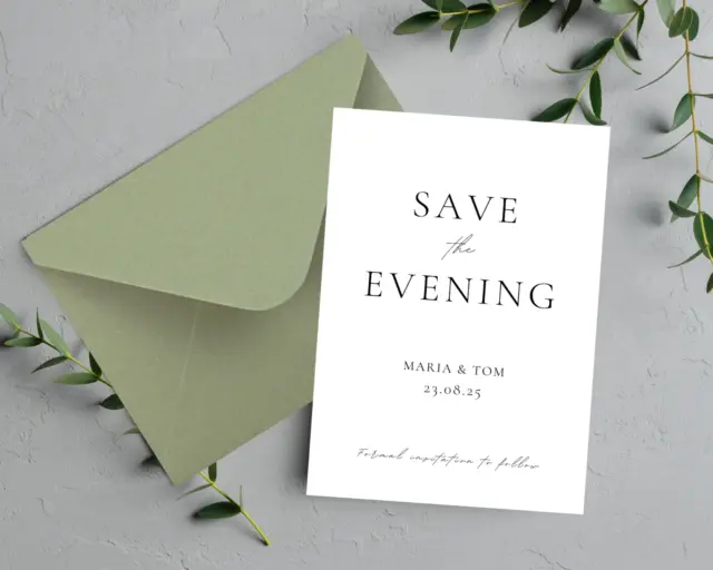 Save The Evening Wedding Invites,  Classic Elegant Save the Dates, Envelopes