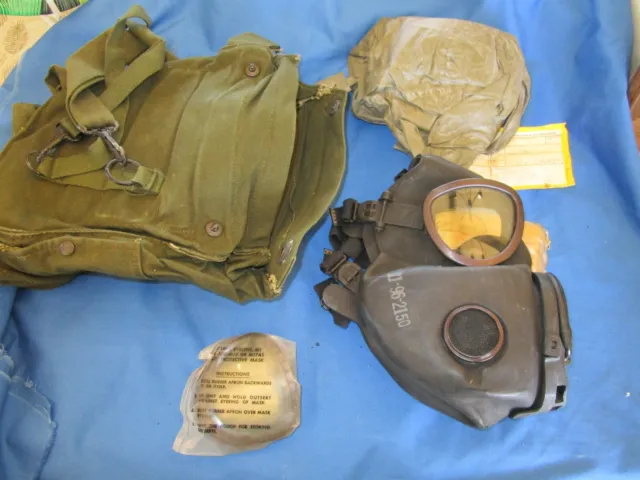US Army M17A1 Gas Mask Medium w/  Canvas Bag- Extra lenses-inspected 1993