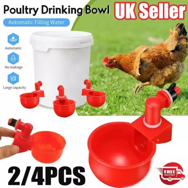 6x Automatic Chicken Water Cup Waterer Poultry Drinking Bowl Feeder Drinker Tool