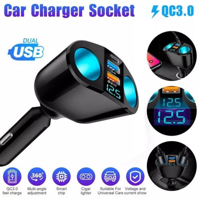 Cigarette Lighter Universal Socket Splitter Power Adapter  Dual USB Car Charger 2