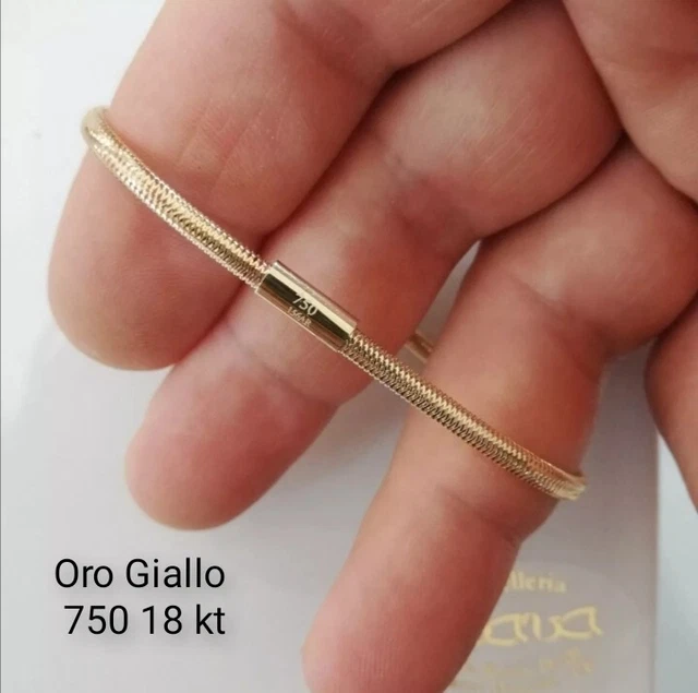 Bracciale Corda In Oro Giallo 750 (18kt) - Larghezza 3mm, Lunghezza 19 O 21 Cm, Con Astuccio