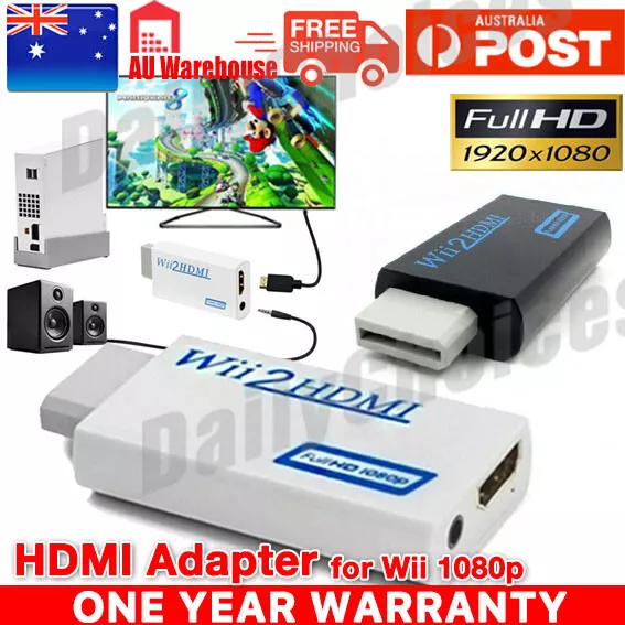 2X Wii Hdmi Adapter Wii2hdmi Output 1080p 720p Converter 3.5mm Audio Full  HD Wii
