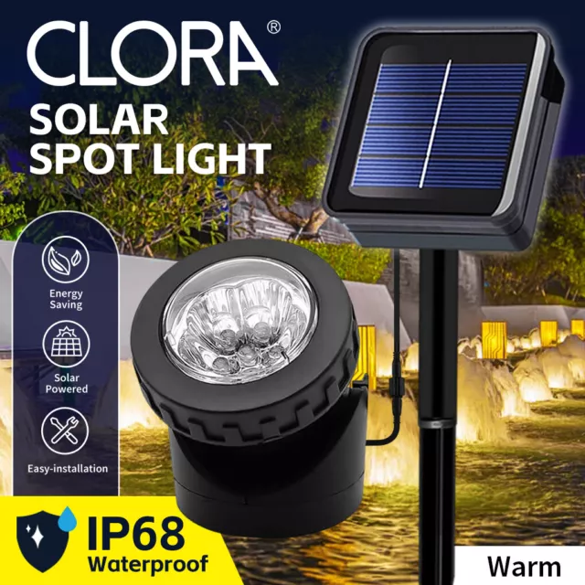 CLORA 6 LED Solar Spot Lights Outdoor Garden Landscape Pool Yard Lawn Patio Lamp