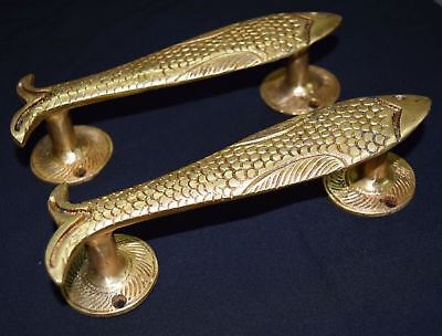 Golden Fish Door Handle Brass Handmade Victorian Style Almirah Decor 2