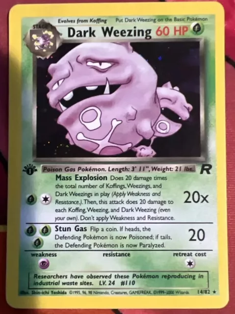 Dark Weezing 14/82 Holo 1st Edition Team Rocket Pokemon