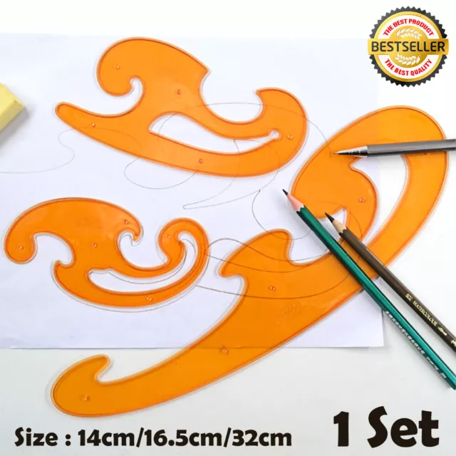 Juego de curvas lineales Burmester plantilla de dibujo curvas plantilla 3 piezas Juego de curvas lineales Burmester plantilla de dibujo curvas plantilla 3 piezas