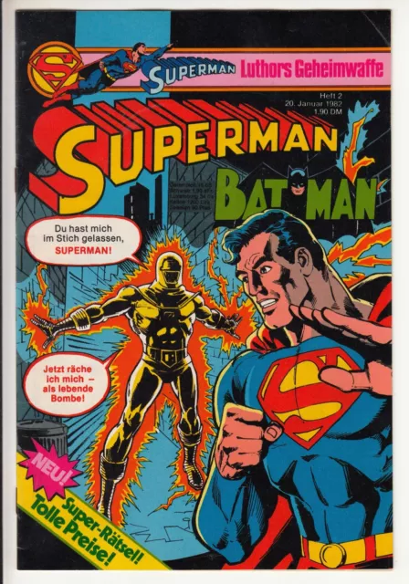 Superman 1982 Nr. 2 (1-) sehr schöner ZUSTAND mit Sammelmarke EHAPA