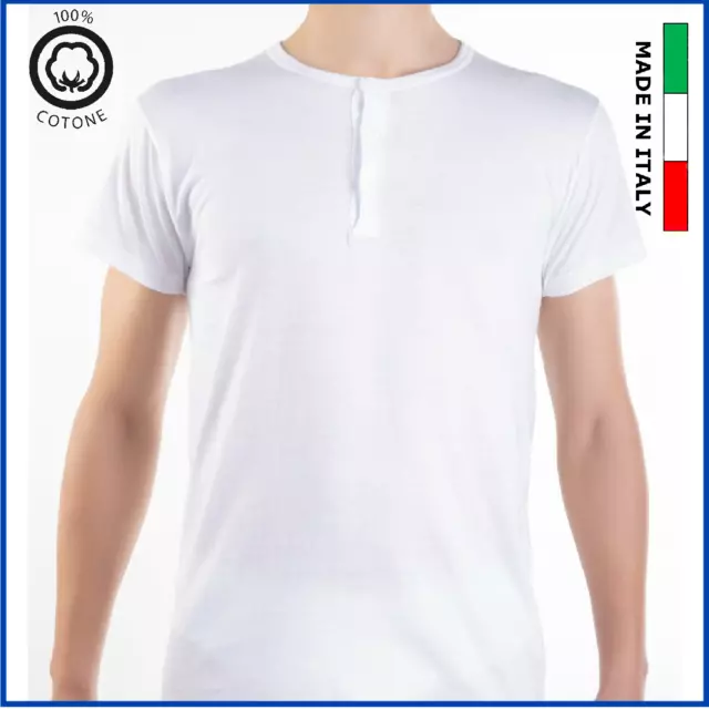 Serafino uomo maglia intimo t-shirt intima mezza manica corta maglietta cotone