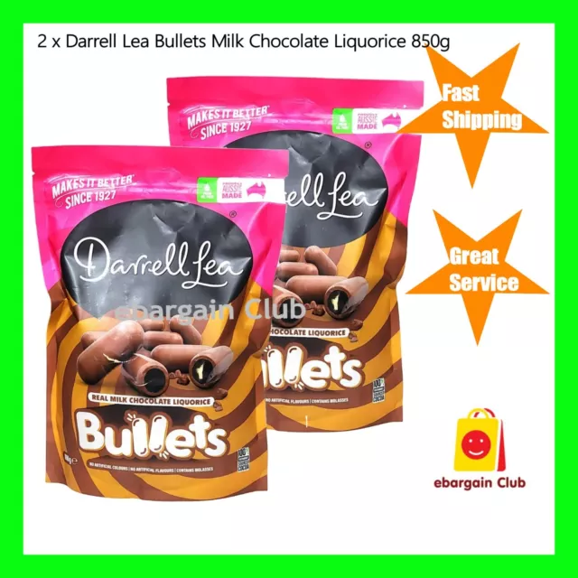 2x Darrell Lea Liquorice Bullets Milk Chocolate 850g Licorice ebargainClub