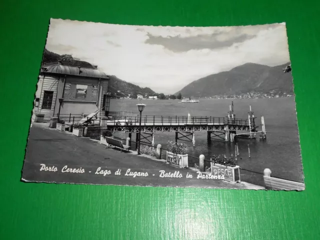 Cartolina Porto Ceresio - Lago di Lugano - Batello in partenza 1960.