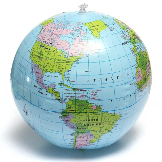 40Cm Inflatable Globe World Map Earth Blow Up Atlas Geography Beach Ball Toys X3