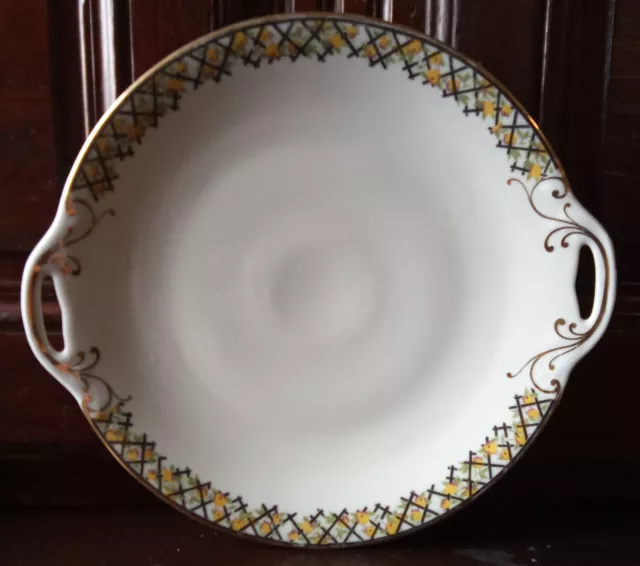 Ancien joli plat à gâteau / tarte en porcelaine de Limoges PLV