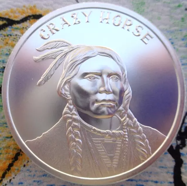 1 oz. CRAZY HORSE Sioux Chief Wild West Legends outlaw BU rounds.999 fine silver