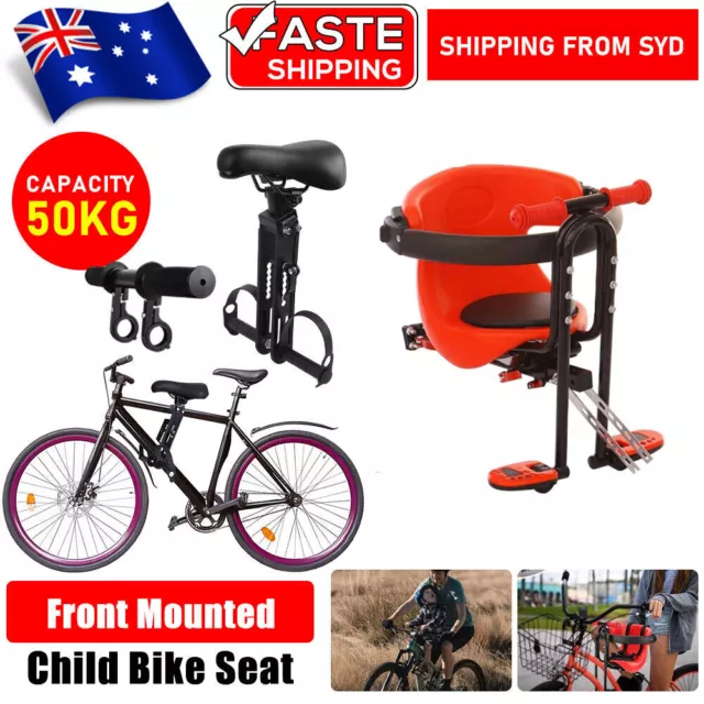 Front Mounted Child Bike Seat with Handrail Kids Seat Bicycle Detachable Armrest