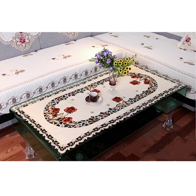 Floral Table Cover Dinning Room Decor US Rectangle Lace Tablecloth Embroidered