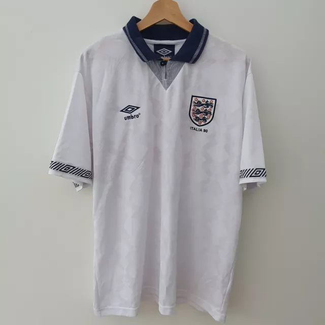 England 1990 Italia '90 World Cup Umbro Home Football Shirt 19 Gascoigne XL