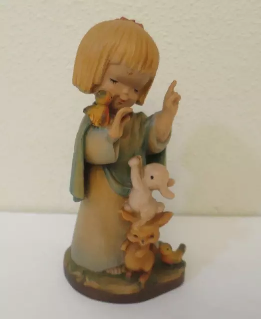 ANRI Carved Wood 6" Figurine "Talking To The Animals" by Ferrandiz -Tail Missing