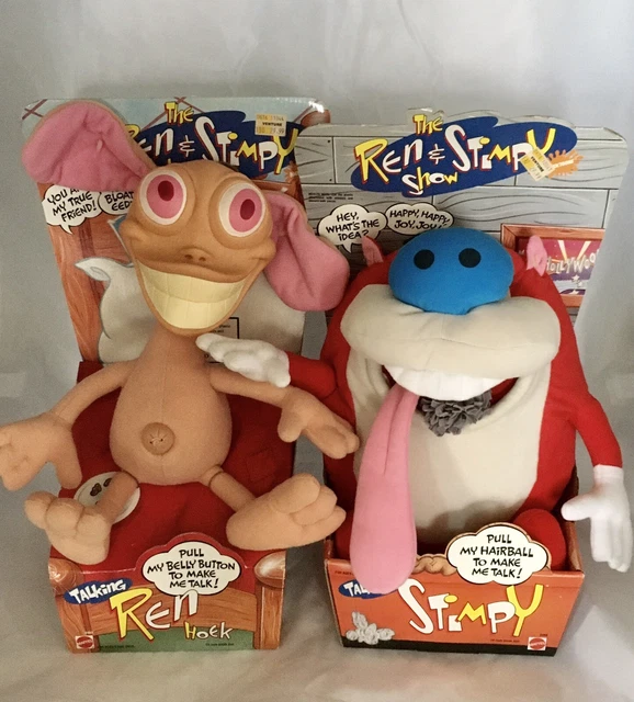 VINTAGE 1992 MATTEL Nickelodeon Talking Ren & Stimpy Plush Dolls
