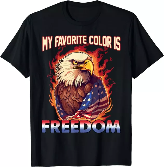 Eagle American Flag My Favorite Color Is Freedom Patriotic Black T-Shirt