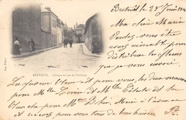 CPA 60 BRETEUIL ABBEY ET RUE DE L'ABBAYE (back not divided) shot rare