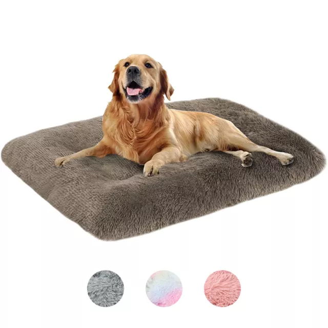 Wahsable Plush Dog Bed Self Warming Cushion Crate Mat Non-slip Pet Pillow Bed