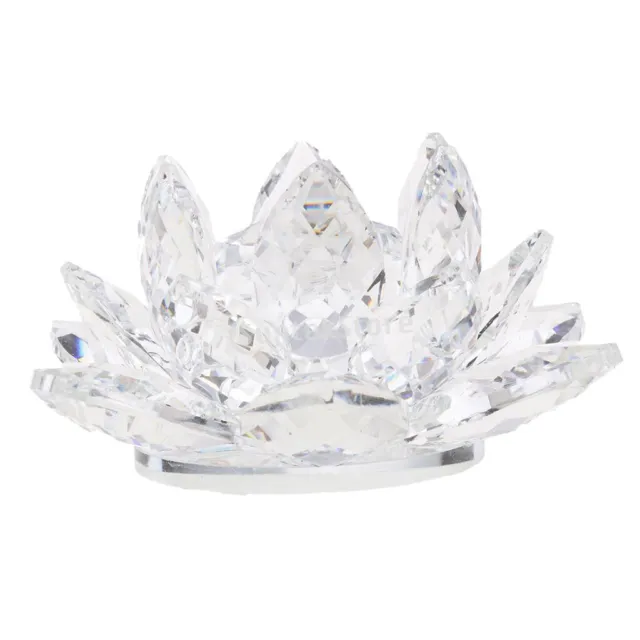 Large Crystal Lotus Flower with Gift Box 4 Inch Feng Shui Home Decor Clear 3