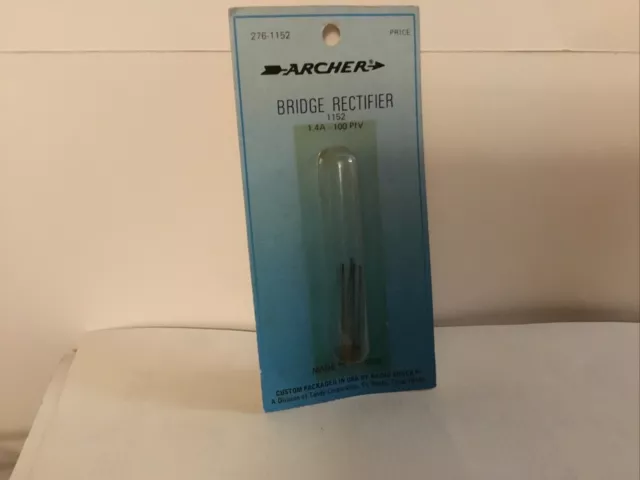 Bridge rectifier 1.4 amp 100 PIV Full Wave 276–1162 1152 RadioShack archer nos