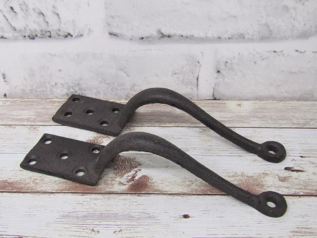 Pair Rustic Craftsman Style 6" Cast Iron Small Pull Handle w/Screws Door Cabinet